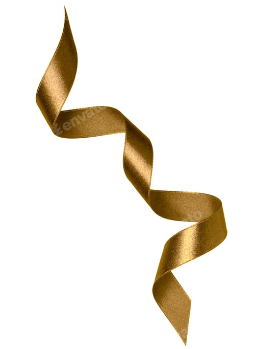Preview: Shiny satin ribbon in brown color isolated on white background close up