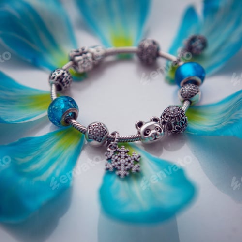 Preview: Pandora bracelet with charms beads. Silver jewelry. Popular gift for women