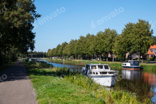 Preview: westerwoldersche aa rriver in holland with boats