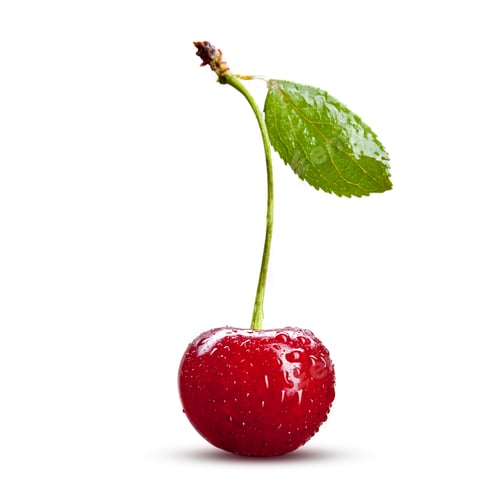 Preview: Red cherry with leaves isolated on white