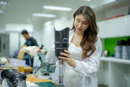 Preview: Prosthetics Laboratory, Prosthetics Technician Checking Prosthetic Leg