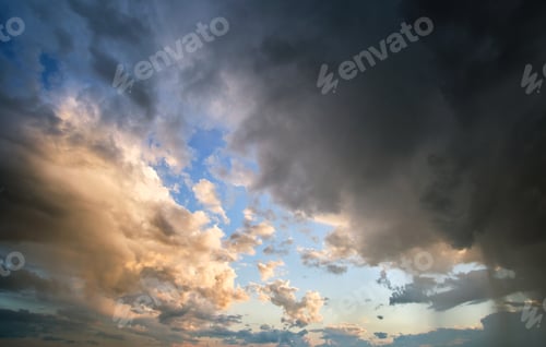 Preview: Landscape of dark clouds forming on stormy sky during thunderstorm