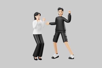 Preview: Cartoon cheerful couple figures