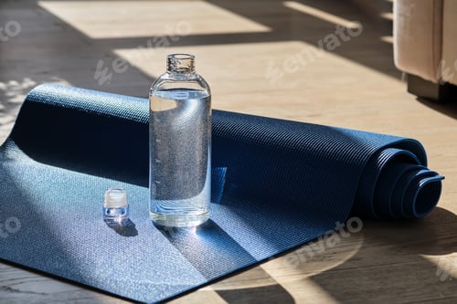 Preview: Water Bottle on Yoga Mat in Sunlight