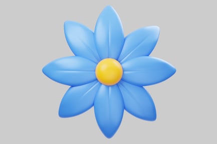 Preview: Stylized flower with yellow center and blue petals