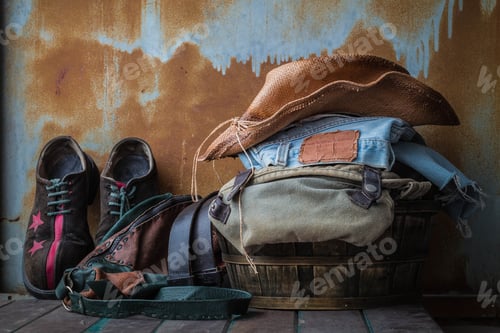 Preview: Clothing and equipment on table