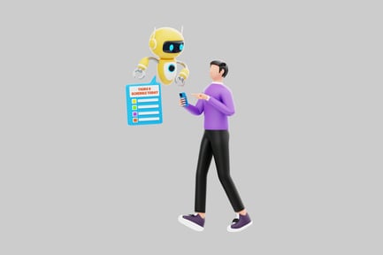 Visualização: Assistente de robô com cronograma