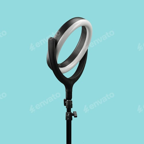 Preview: ring lamp on a monopod on blue background