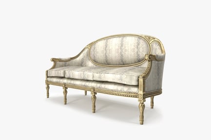 Aperçu: Canapé orné de style Louis XVI avec tissu floral