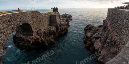 Preview: Panoramic view of the coast of Ponta do Sol in summer and a marine promenade called Cais da, Madeira