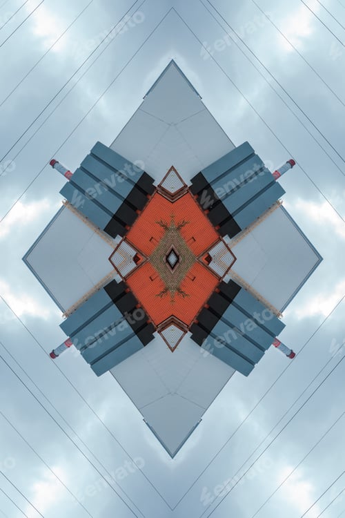 Preview: The Beige Abstrac Geometric Background Of A Pattern Of Ceramic Tiles And Pipes Of Factory Building
