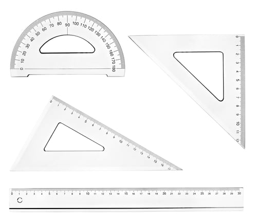 Preview: Collection Of Plastic Transparent Rulers On White Background. Each One Is In Full Cameras Resolution