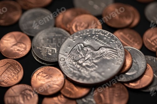 Preview: Closeup shot of one Dollar coins