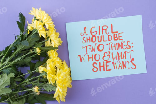 Preview: Bouquet of yellow flowers on purple background.
