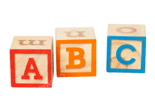 Preview: Wooden alphabet blocks isolated on white background