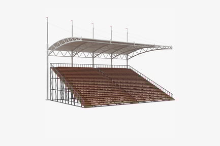 Preview: Bleacher with Canopy Shade, Multi-Tiered Grandstand with Curved Roof