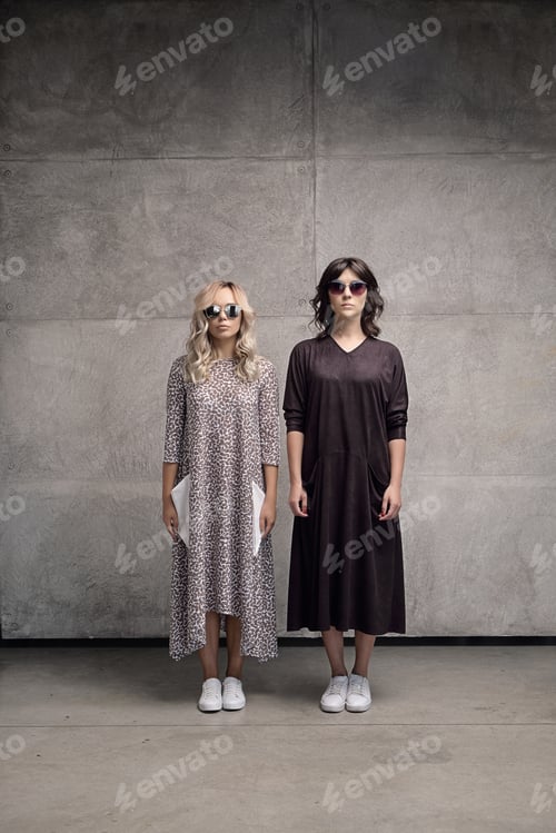 Preview: Two fashionable girls wearing sunglasses