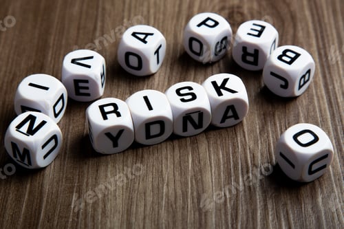 Preview: Risk management concept. Cube block of risk wording
