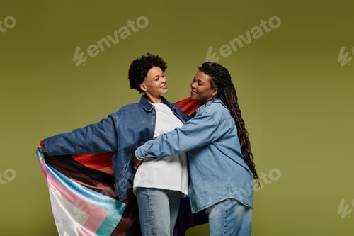 Preview: Vibrant moments shared between a stylish lesbian couple embracing their love and identity