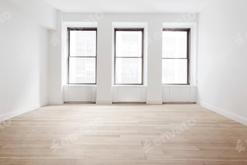 Preview: Empty minimal room with windows and natural light