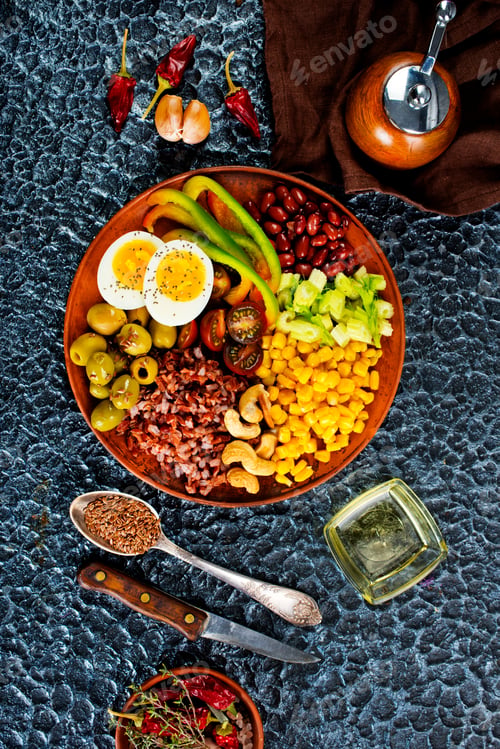 Preview: brow rice and vegetables on plate