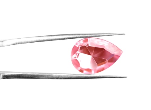 Preview: Tweezers with beautiful gemstone on white background