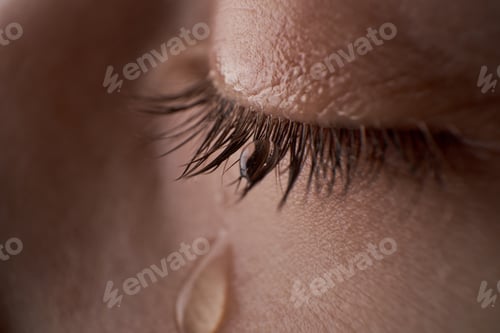 Preview: Unrecognizable sad boy with tear