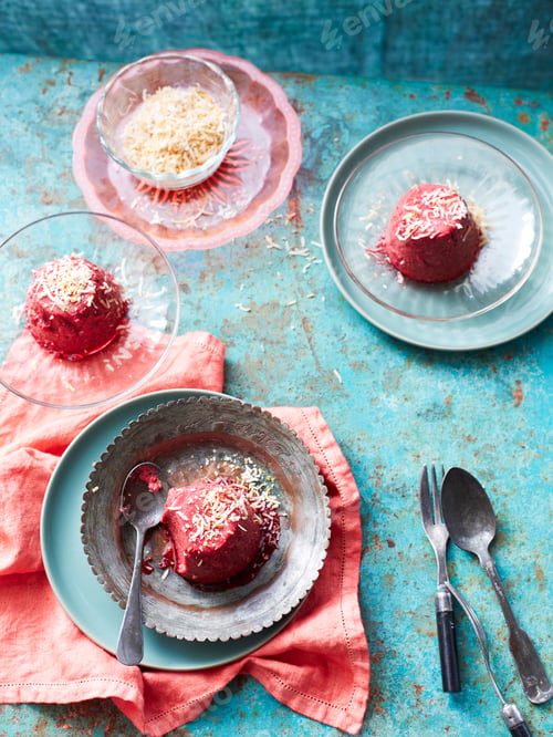 Preview: Still life of beetroot coconut mousse