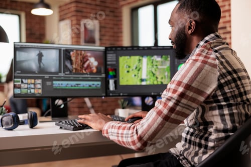 Preview: African american filmmaker creating video footage
