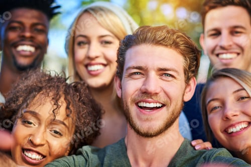 Preview: Second year here we come. Portrait of a group of students hanging out together outside on campus.