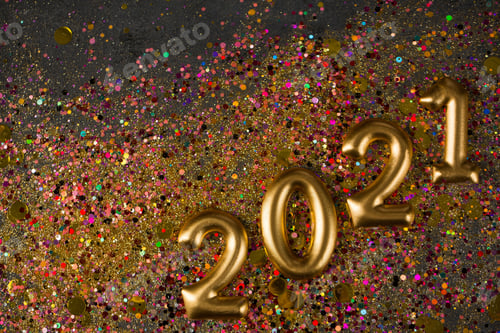 Preview: 2021 New Year Greeting Card, Golden Digits In Sparkle Background