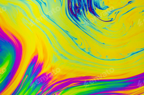 Preview: Psychedelic multicolored patterns background. Photo macro shot of soap bubbles