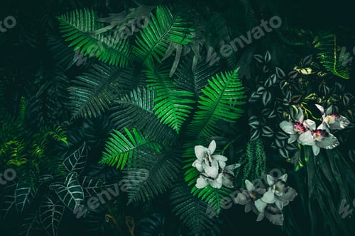 Preview: Close-up background of vibrant green leaves with rich textures, creating a bright and fresh natural