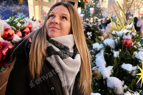 Preview: Woman Enjoys Christmas Market in City Park