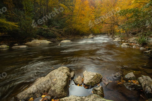 Preview: Little River In Autumn In Great Smoky Mountains National Park Of Tennessee