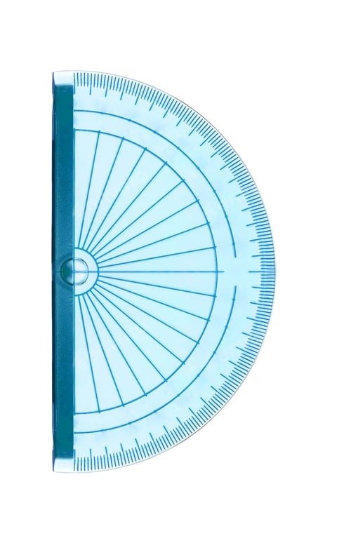 Preview: Blue transparent protractor isolated on white