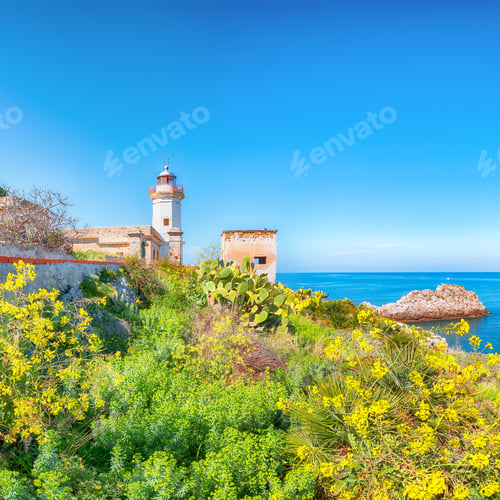 Preview: Fantastic sunny day over Capo Zafferano Lighthouse.