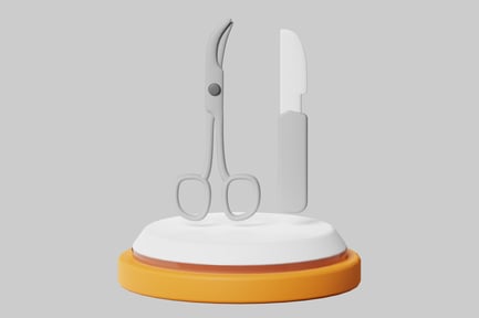 Preview: Medical tools scalpel and scissors