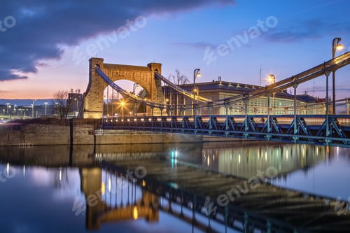 Preview: Grunwald Bridge at dusk in Wroclaw, Poland