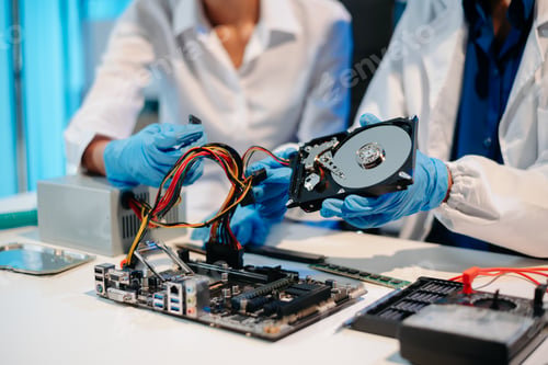 Preview: Showcasing expert computer hardware assembly and hard drive installation with precision