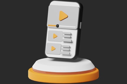 Preview: Modern digital device with play button and slider.