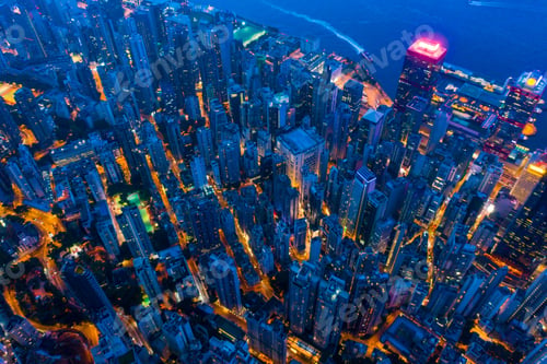 Preview: Hong Kong Downtown, China. Financial district in city in Asia. Skyscraper buildings
