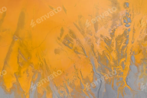 Preview: Aerial abstract pattern from above. Toxic yellow chemical residuals flooded water