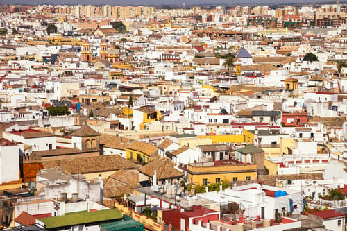 Preview: Roofs and white houses view from Giralda bell tower. Seville or sevilla Andalusia, Spain