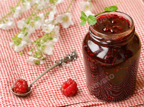 Preview: organic natural raspberry jam for dessert