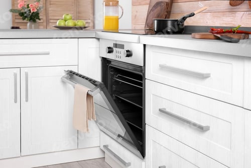 Preview: Open modern oven built in kitchen furniture