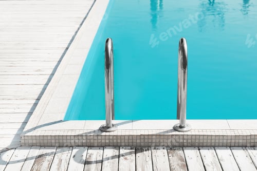 Preview: Modern swimming pool with ladder at resort