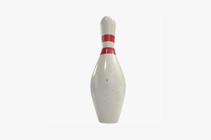 Preview: Speckled white bowling pin with red stripe