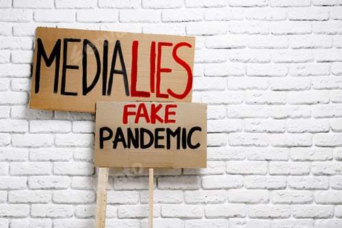 Preview: Protest placard against fake news about outbreak 2019-nCoV and treatment