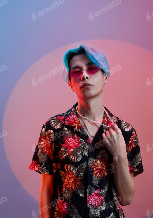 Preview: Stylish young guy in colored shirt